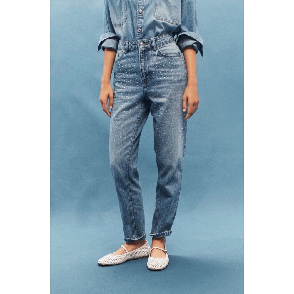 NWT! Women's NEXT Rhinestone Embellished Denim Jeans, Size 2R